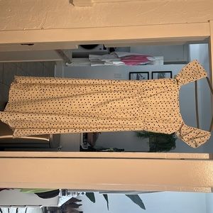 Brand new never worn before white and black spotted off the shoulder dress